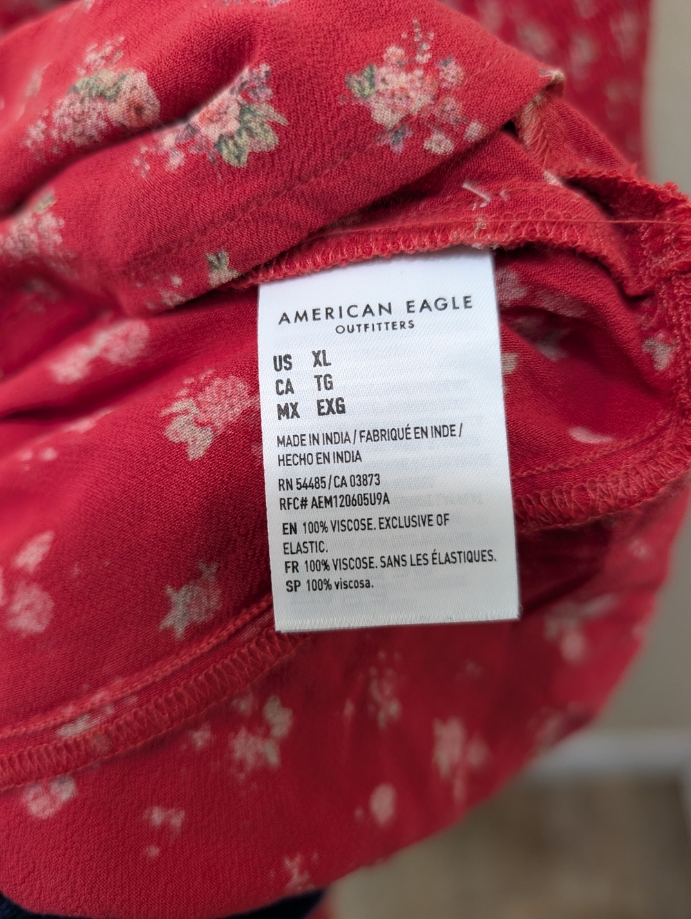Cutesy Cottage Core American Eagle Red Floral ruffle  Collar Mini Dress. Size XL - Picture 4 of 6